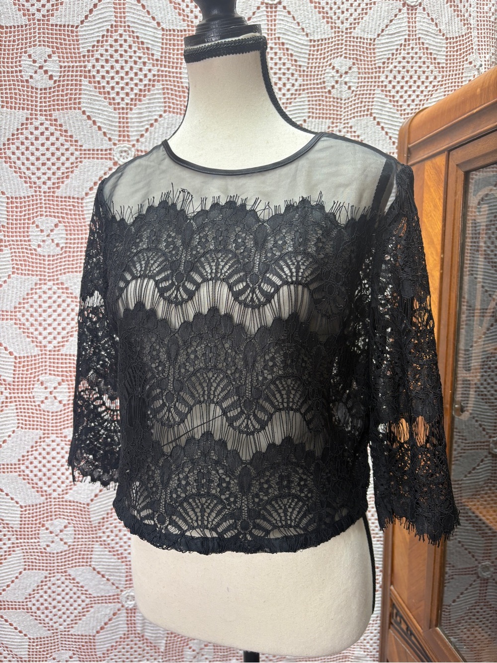 Forever 21 Black Lace Sheer Blouse